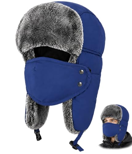 mysuntown Warm Winter Hats for Women Men with Ear Flaps for Cold Weather - color: Blue
