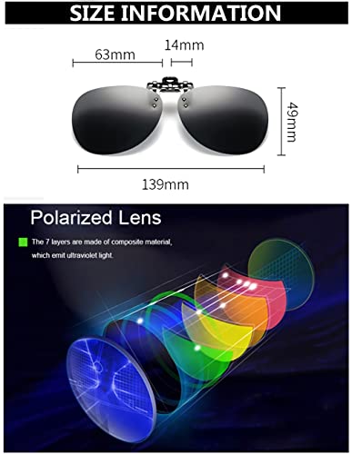 Clip on Flip up Polarized Lens For Prescription Glasses UV Protection Sunglasses (Clear lenses not Polarized) - color: Style B Yellowbluegreyred