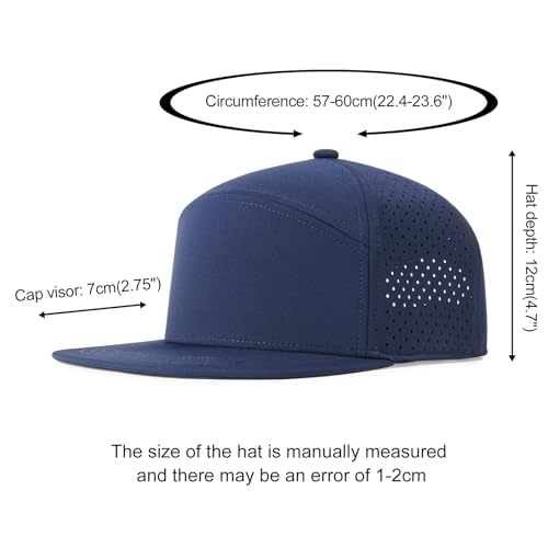 FEINION Men Laser Mesh Flat Brim Snapback Baseball Cap - color: Navy