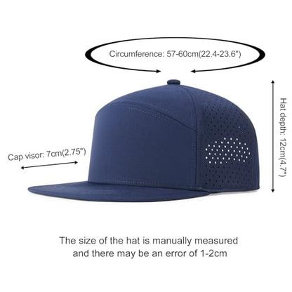 FEINION Men Laser Mesh Flat Brim Snapback Baseball Cap - color: Navy
