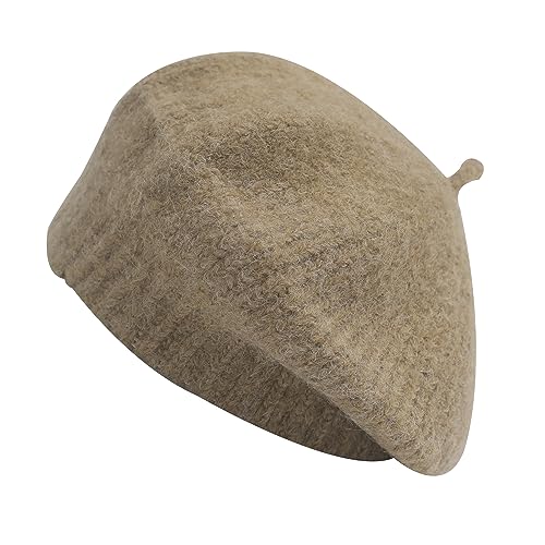 ZLYC Women French Beret Hat Winter Knitted Stretchable Beret Artist Cap - color: Plain Coffee