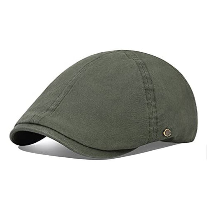 VOBOOM Cotton Flat Cabbie Hat Gatsby Ivy Irish Hunting Newsboy Cap - color: Army Green