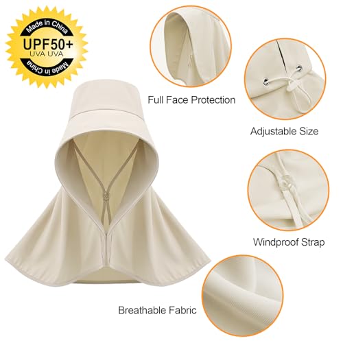 Peicees Wide Brim Sun Hats with Neck Flap Shawl for Women UV Protection Summer Fishing Hat for Beach Garden Hiking UPF 50+ - color: Pink