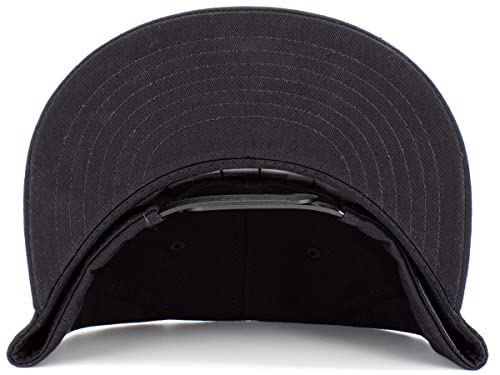 KBETHOS Classic Snapback Hat Blank Cap Underbrim Cotton Wool Blend Flat Visor Adjustable Unisex - color: Black With Black Underbrim