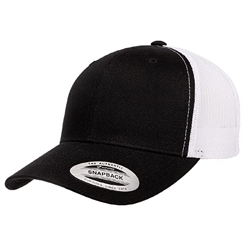 Yupoong Classic Mesh 6 Panel Retro Trucker Cap | Mid Profile Snapback - color: Black/White