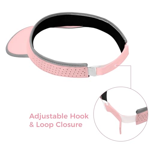 Foldable Sports Sun Visor Hat - Adjustable Running Golf Tennis Cap with Mesh&Reflective Design, Quick Drying for Men & Women - color: Pink/Reflective