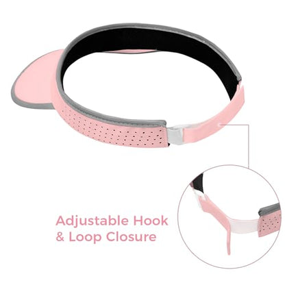 Foldable Sports Sun Visor Hat - Adjustable Running Golf Tennis Cap with Mesh&Reflective Design, Quick Drying for Men & Women - color: Pink/Reflective