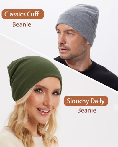 Thin 100% Cotton Fine-Knit Beanie Hat Slouchy Soft Chemo Skull Cap - color: 1-oliver Green