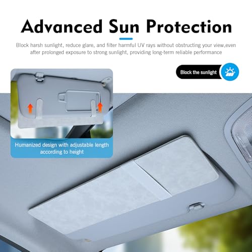 Car Sun Visor Extender, Adjustable Anti-Glare Sunshade Extension Attachment, Clip-On UV Rays Blocker Windshield Sun Blocker, Safe Driving Auto Accessory, Protect Driver Passenger from Sunlight (Gray) - color: Gray