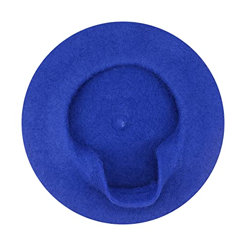 Gllutt Women Wool Beret Hat French Style Solid Color - color: Jewelry Blue