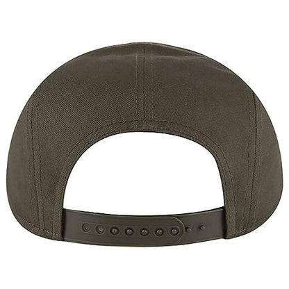 Ashen Fane 5 Panel Superior Cotton Twill Square Flat Visor Adjustable Camper Hat - color: Snapback-dk. Olive Green
