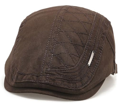Initlove Mens Newsboy Cap Cotton Ivy Hat Beret Hats for Driving - color: A Coffee