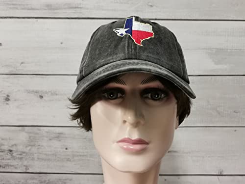America State City Flag Hats - color: Texas Map Flag (Washed Black)