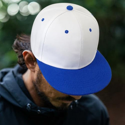 Snapback Hat Flat Bill Visor Hats Adjustable Hip Hop Baseball Cap for Women Men - color: White Blue