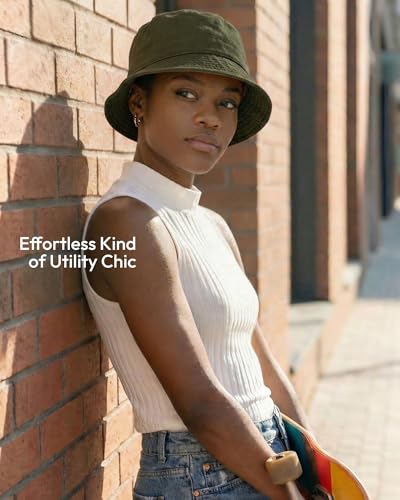 HONGTEYA Bucket Sun Hats for Woman Men Cotton Summer Beach Hat Golf Fishing - color: Olive, size: Medium