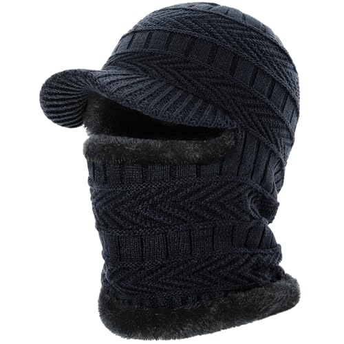 Clothclose Winter Balaclava Beanie Hat Knit Thermal Ski Mask for Men Women - color: Blue