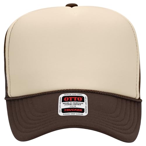 BROTHER TRUCKERS The World's Greatest Polyester Trucker Hat Blank in 73+ Colors - Wholesale Snapback Hat - color: Brn/Tan/Brn