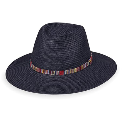 Wallaroo Women's Sedona Fedora | UPF 50+ Sun Protection | Wide Brim, Packable, Stylish - color: Navy, size: Medium
