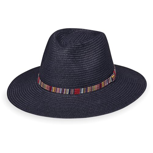 Wallaroo Women's Sedona Fedora | UPF 50+ Sun Protection | Wide Brim, Packable, Stylish - color: Navy, size: Medium