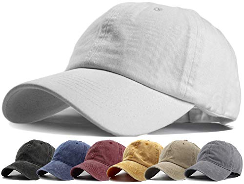 HH HOFNEN Baseball Cap Washed Cotton Unstructured Vintage Hat for Men Women - color: #1 White