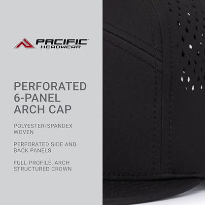 Pacific Headwear Perforated 6-Panel Arch Cap - color: Black/Charcoal/Black