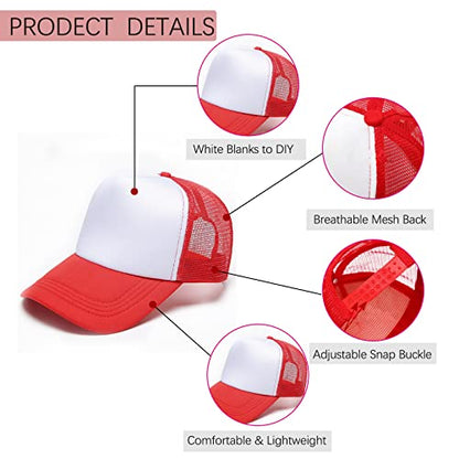 Ultrafun 6 Pack Kids Trucker Hat Boys Girls Baseball Hat - color: 6pack-pink White