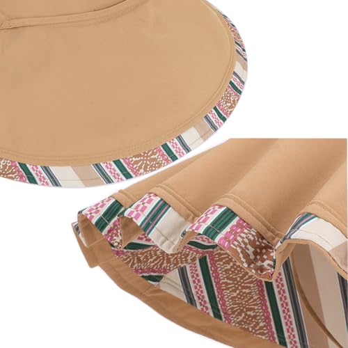 Reversible Wide Brim Sun Hat, Double-Sided Bucket Hat with Chin Strap, Packable UV Protection Beach Hat, Yellow - color: Khaki