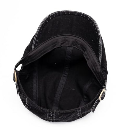 Quanhaigou Unisex Denim Newsboy Hats Flat Ivy Gatsby Cabbie Driving Berets Hat Cotton Dad Cap for Men Women - color: Retro Plaid Black