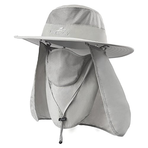 Fishing Hat,Sun Cap with UPF 50+ Sun Protection and Neck Flap,for Man and Women - color: Light Grey