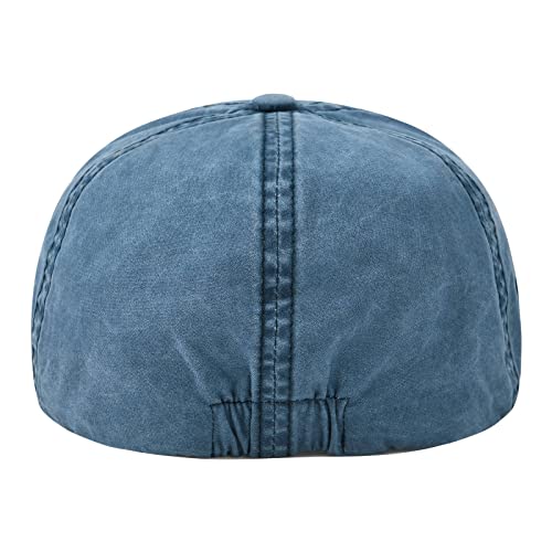 VOBOOM Cotton Washing Flat Cap Cabbie Hat Gatsby Ivy Irish Hunting Newsboy - color: Washed Navy