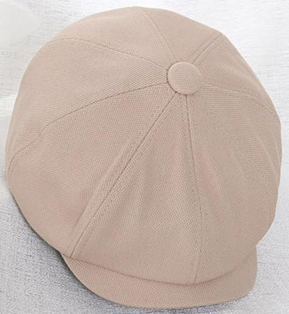 Kids-Boys-Cotton-Newsboy-Cap - Classic Flat Beret Cabbie Hat for Toddler Girls 4-9 Years Old - color: Beige
