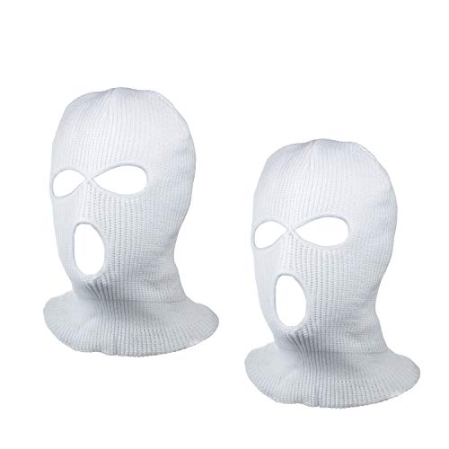3-Hole Ski Face Mask Balaclava for Men and Women,Set of 2 - color: White