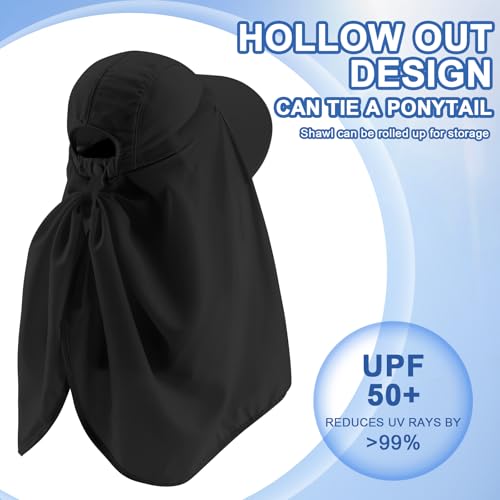 Skicuff 1/3 Pcs Women Sun Hat with Neck Flap - color: Black
