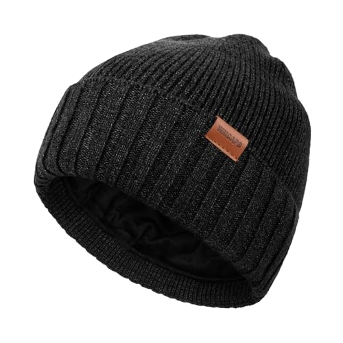 Wmcaps Fleece Lined Knit Beanie for Men Women, Soft Warm Winter Hat - color: Slate Grey