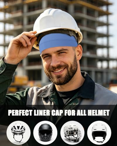 3-Pack 100% Cotton Skull Cap for Men Women Helmet Liner Caps - color: 3pcs-black,white,light Blue