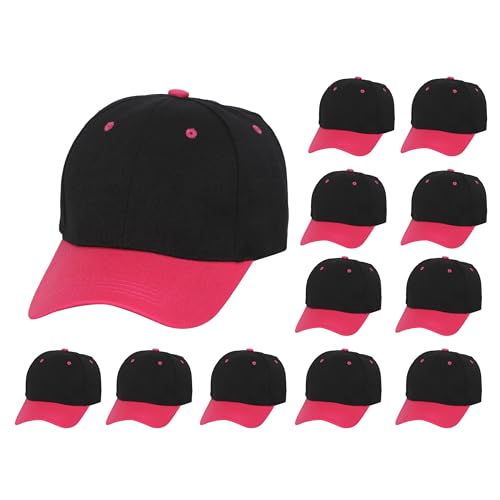 TOP HEADWEAR 12-Pack Adjustable Baseball Hat - color: Black/Pink
