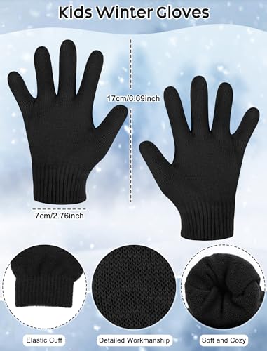 Kids Winter Hat Gloves Scarf Set, Boys and Girls Beanie Hat - color: Black White