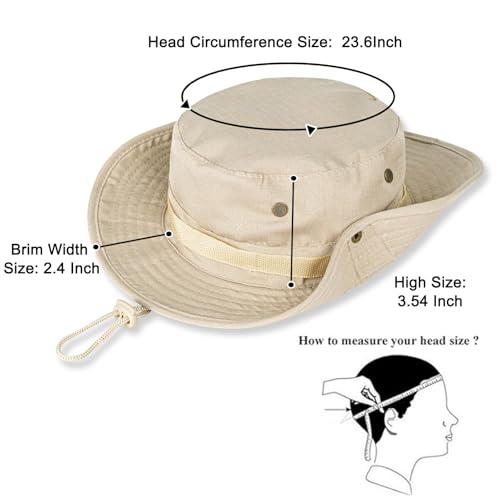 Rosoz Sun Hats for Men Women Bucket Hat UPF Protection Wide Brim Boonie Hat - color: 1pack-beige