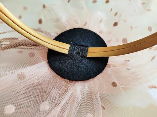 JUNBESTN Fascinators Hat Tea Party Headwear for Women Flower Mesh Feathers Headband - color: Champagne Pink