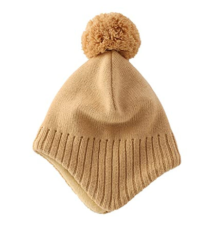 Home Prefer Toddler Boys Girls Hats Earflaps Fleece Knit Beanie Kids Winter Hat - color: Khaki, size: 2-5T