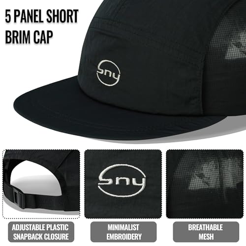 Croogo Mesh 5 Panel Hat Quick Drying Running Baseball Cap for Outdoor - color: Black