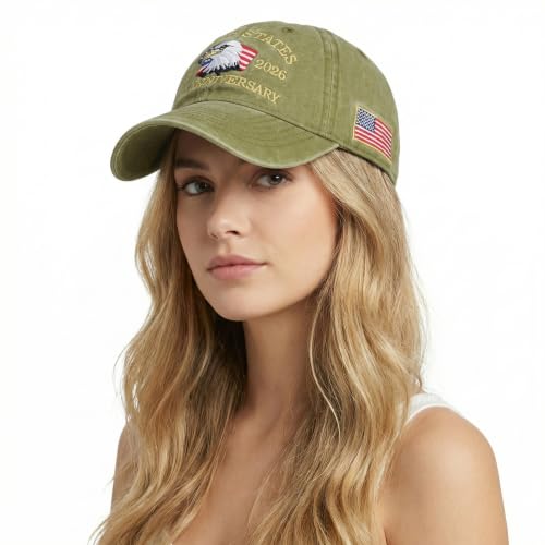 USA 250th Anniversary Baseball Cap Patriotic Embroidered American Hat - color: 1-khaki