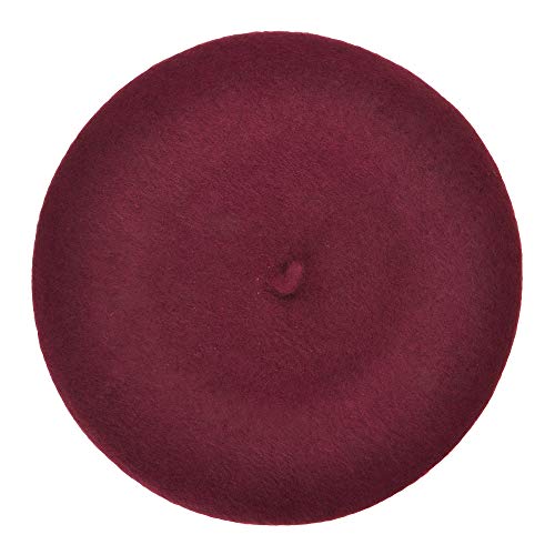ZLYC Wool French Beret Hat Solid Color Classic Artist Cap for Women - color: Burgundy