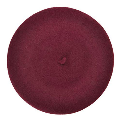 ZLYC Wool French Beret Hat Solid Color Classic Artist Cap for Women - color: Burgundy