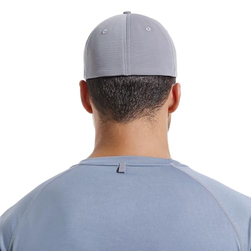 6 Panel Stretch Full Closed Baseball Caps Men's Blank Fitted Cap Curved Brim Elastic Closed Back Hat Q2426 - color: Grey