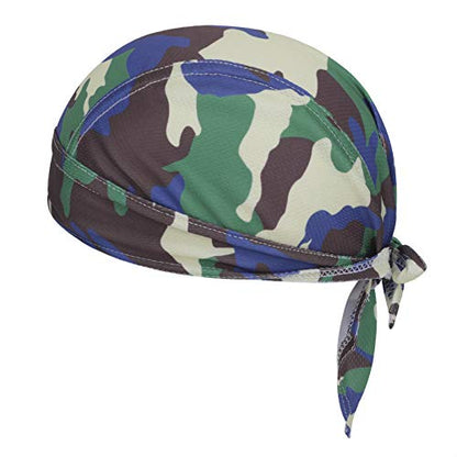 Greenery-GRE Head Tie Quick Drying Cycling Cap Headband Skull Beanie Bandana Do Rags Moisture Wicking Pirate Hat Helmet Liner - color: Blue Camouflage