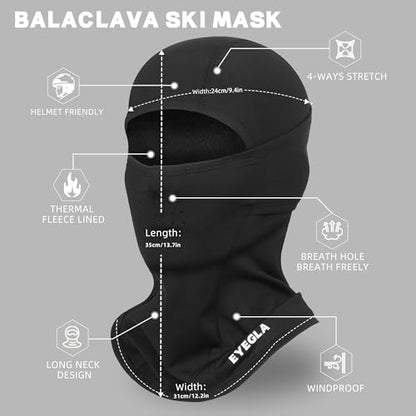 Balaclava Ski Mask for Men Cold Weather,Winter Thermal Face Mask Women for Snowboarding Motorcycle Cycling - color: Black+black(breath Hole