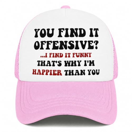 You Find It Offensive? I Find It Funny Trucker Hats for Women Pink Men Funny Slogan Pink Hats for Men - color: 1 Pink