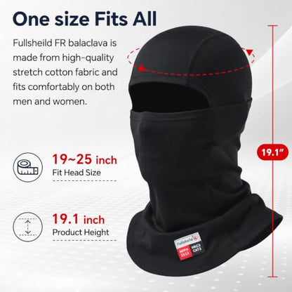 Fullsheild FR Balaclava CAT2 7oz Flame-Retardant Cotton Face Mask, NFPA2112 - color: Black