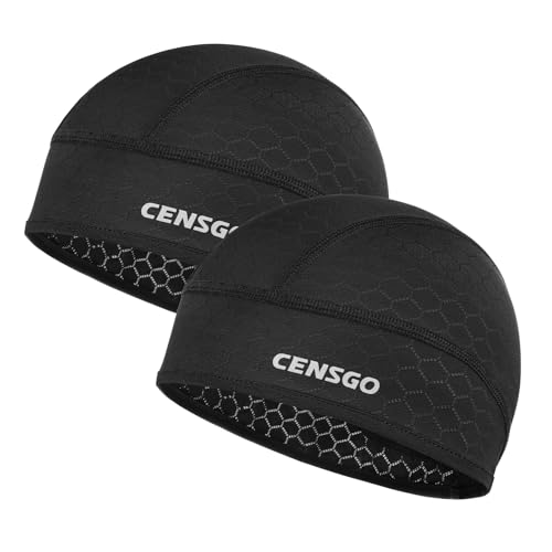 CENSGO Cooling Skull Cap Breathable Moisture-Wicking Hard Hat Liner for Men - color: Black+black